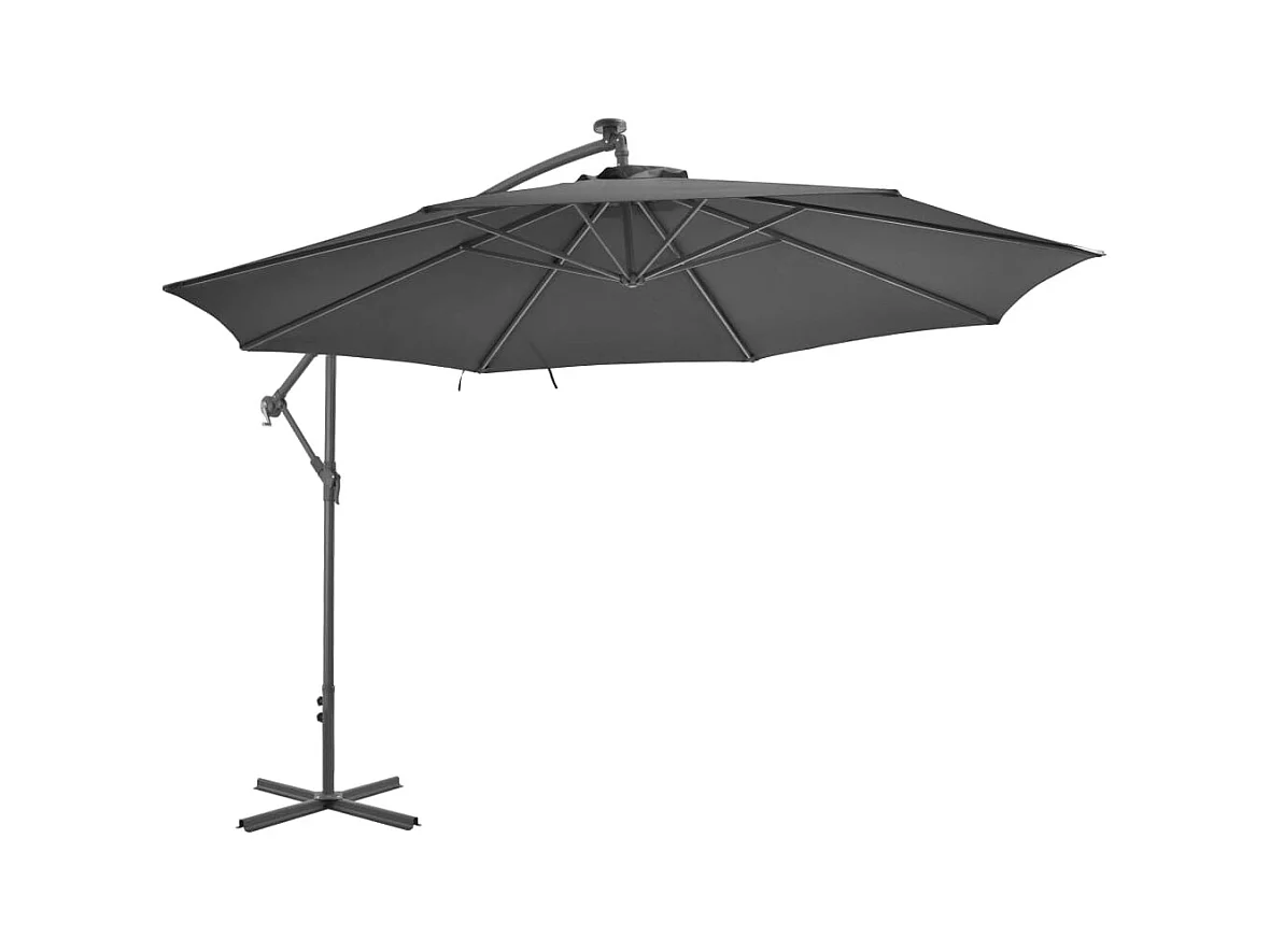 Parasol en porte-à-faux avec poteau Aluminium 350cm Anthracite