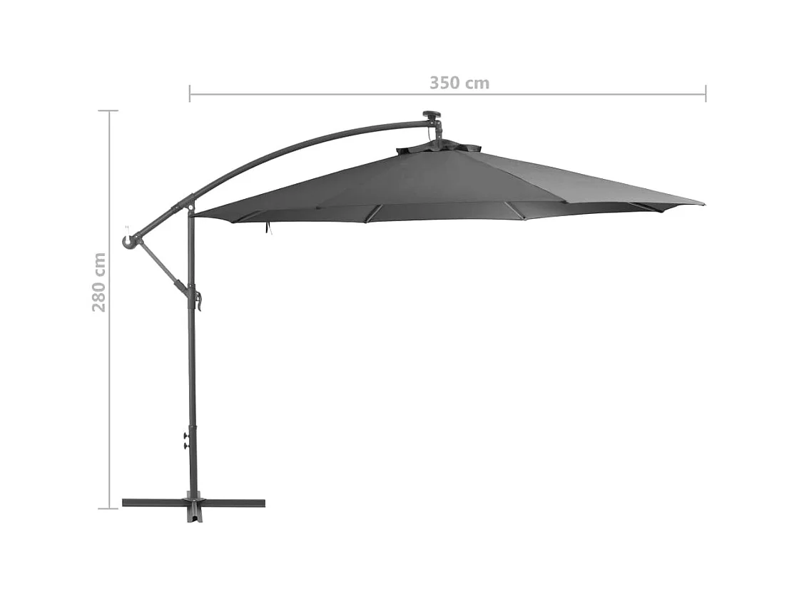 Parasol en porte-à-faux avec poteau Aluminium 350cm Anthracite
