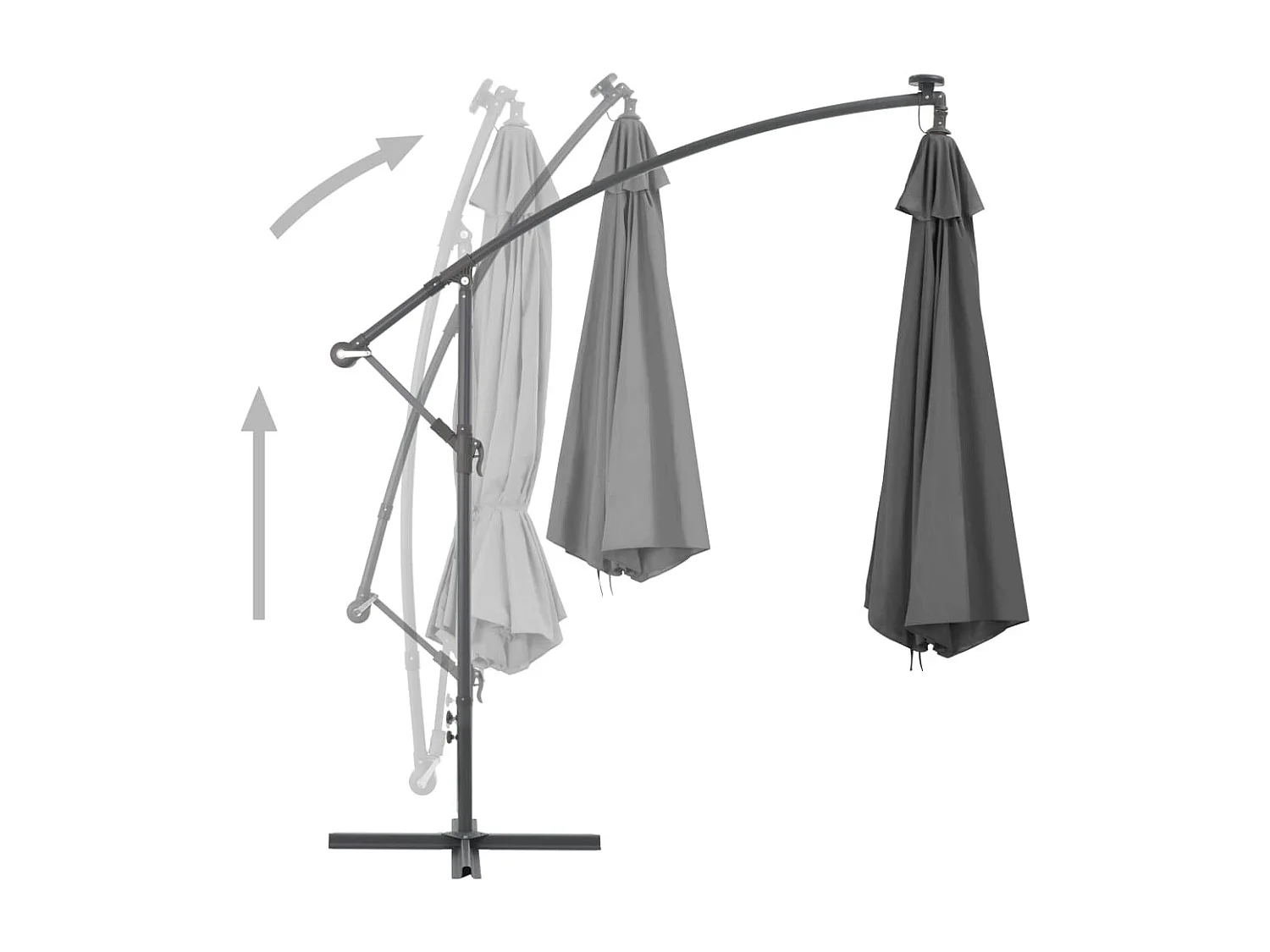 Parasol en porte-à-faux avec poteau Aluminium 350cm Anthracite