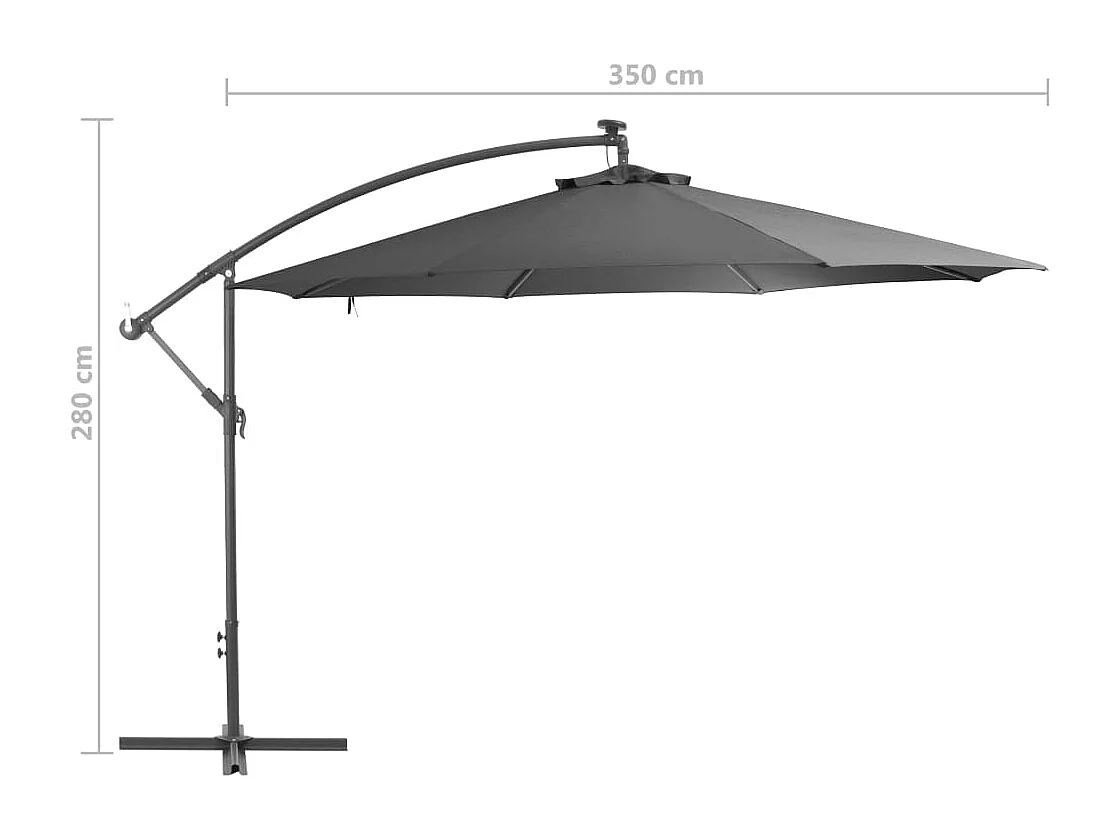 Parasol en porte-à-faux avec poteau Aluminium 350cm Anthracite