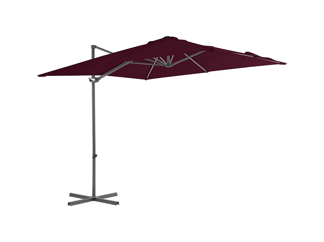 Parasol déporté avec mât en acier Rouge bordeaux 250x250