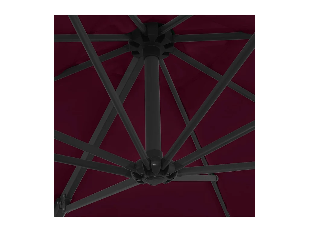 Parasol déporté avec mât en acier Rouge bordeaux 250x250