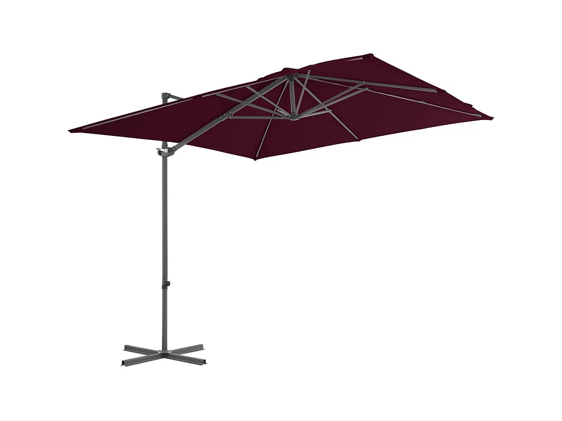 Parasol déporté avec mât en acier Rouge bordeaux 250x250