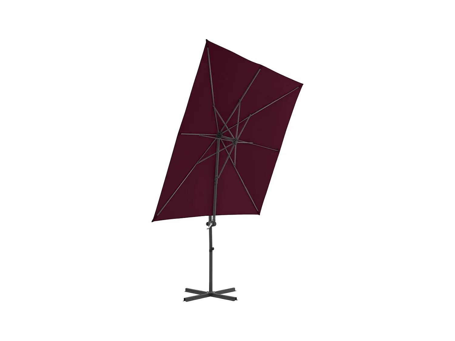 Parasol déporté avec mât en acier Rouge bordeaux 250x250