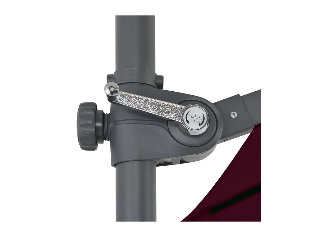 Parasol déporté avec mât en acier Rouge bordeaux 250x250