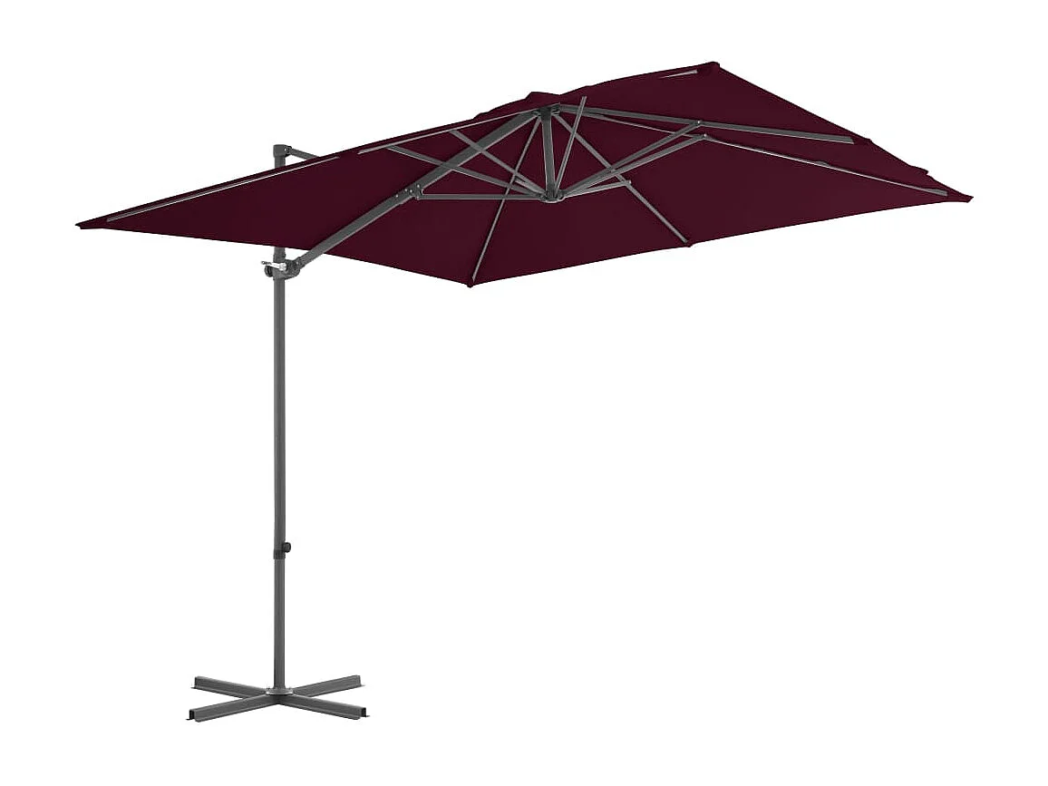 Parasol déporté avec mât en acier Rouge bordeaux 250x250