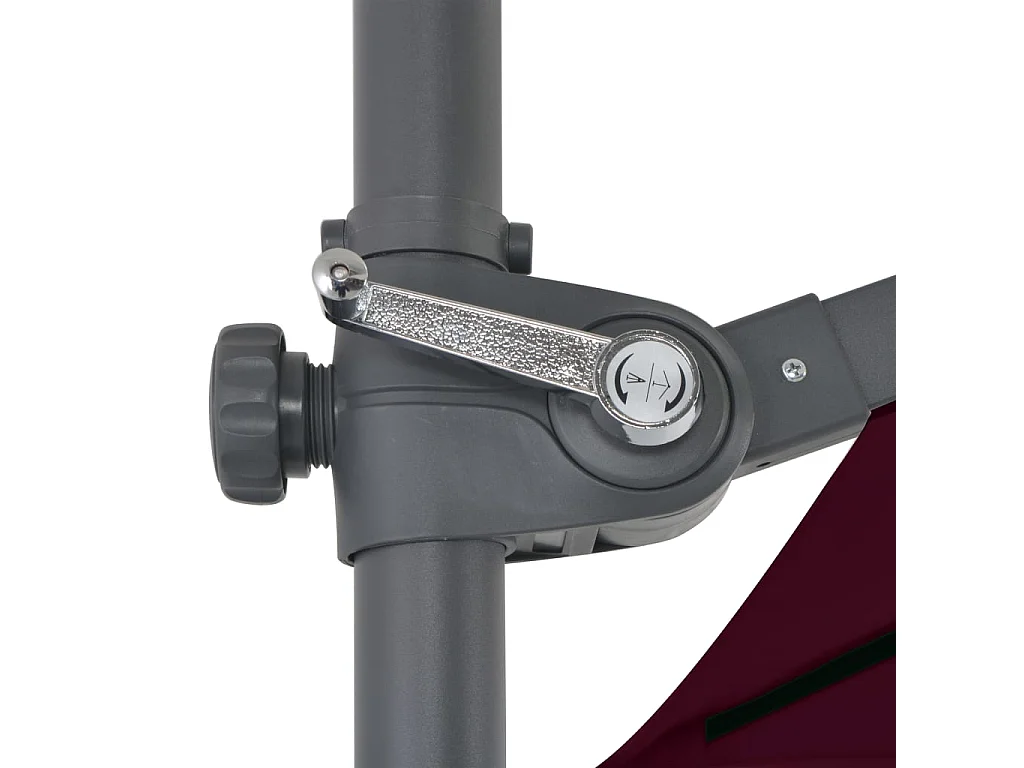 Parasol déporté avec mât en acier Rouge bordeaux 250x250