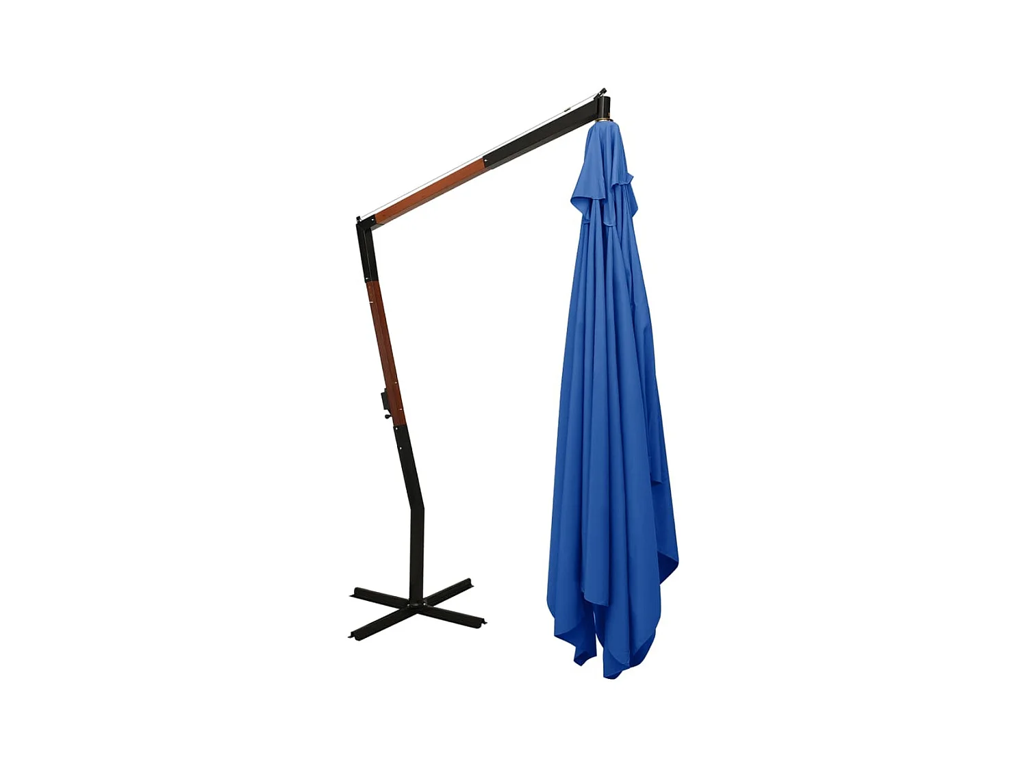 Parasol en porte-à-faux avec mât en bois 400x300 Bleu azuré