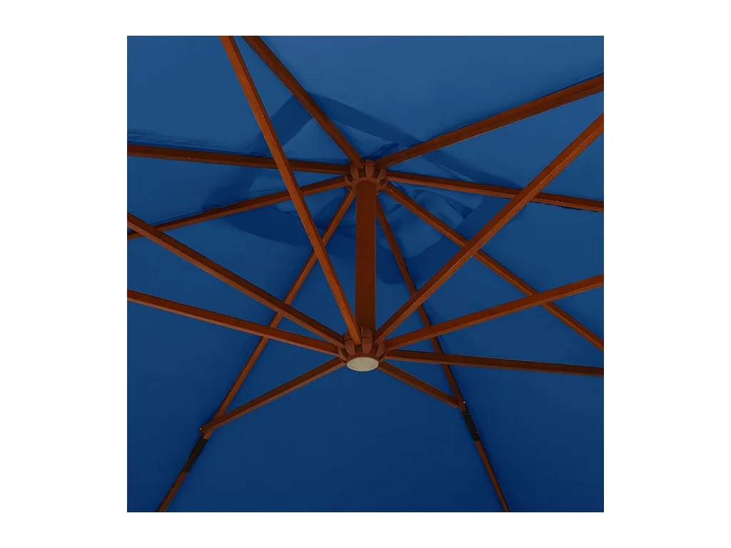 Parasol en porte-à-faux avec mât en bois 400x300 Bleu azuré