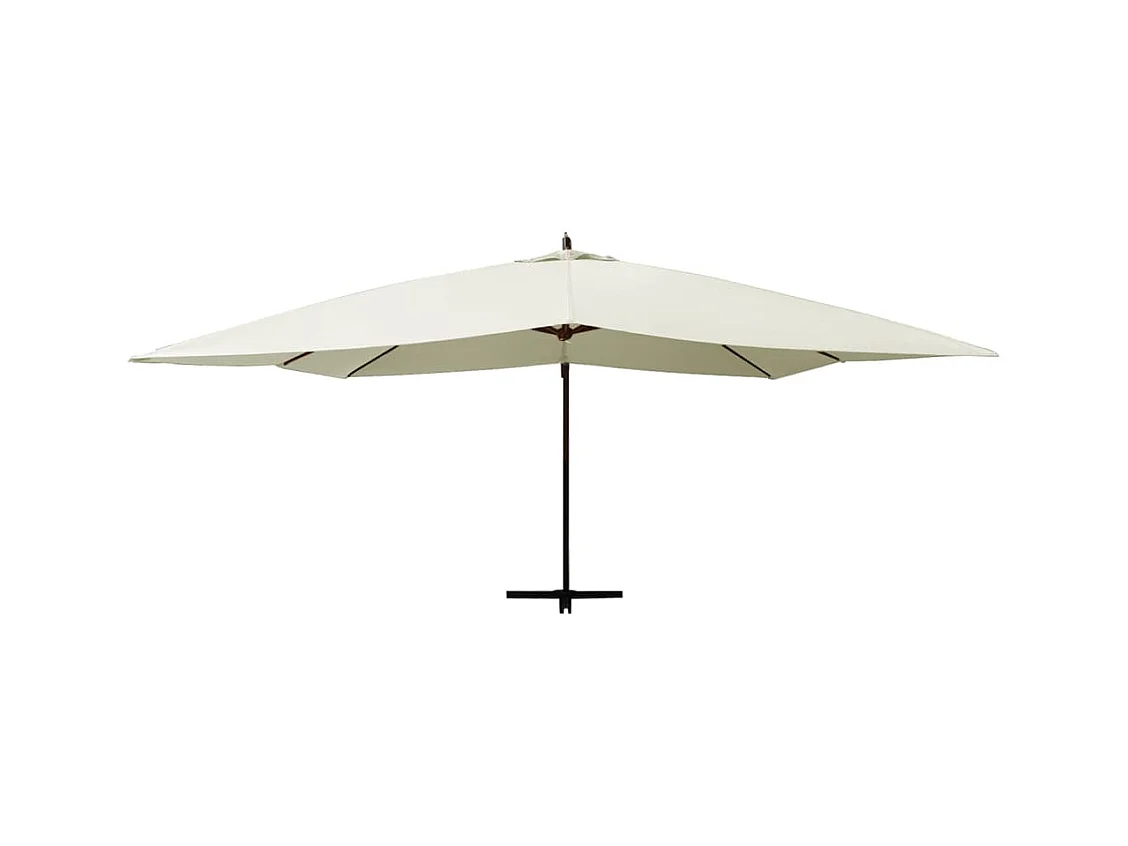 Parasol en porte-à-faux avec mât en bois 400x300 Blanc sable