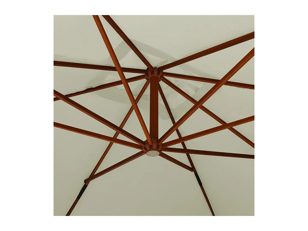 Parasol en porte-à-faux avec mât en bois 400x300 Blanc sable