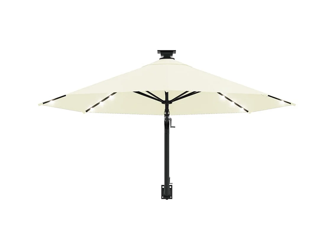 Parasol mural avec mât métallique et LED 300cm Sable