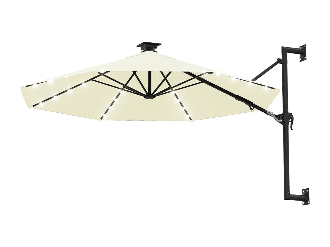 Parasol mural avec mât métallique et LED 300cm Sable