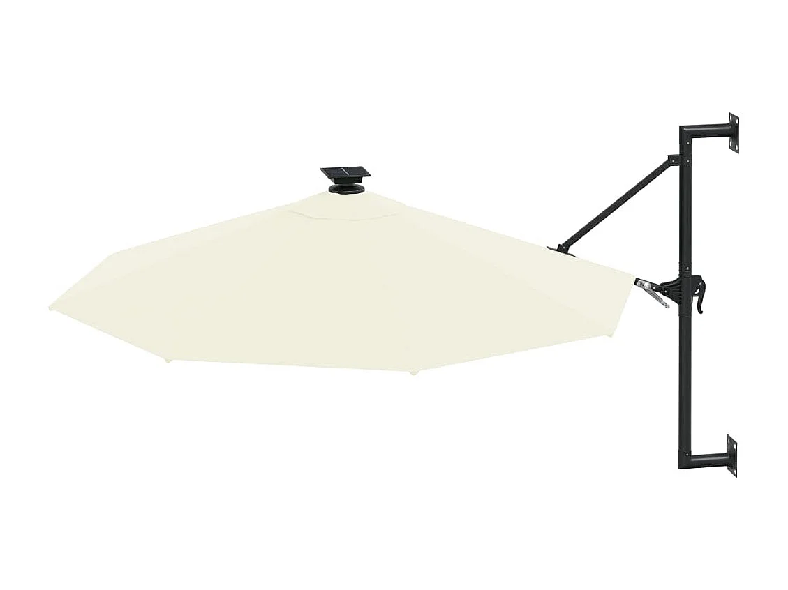 Parasol mural avec mât métallique et LED 300cm Sable