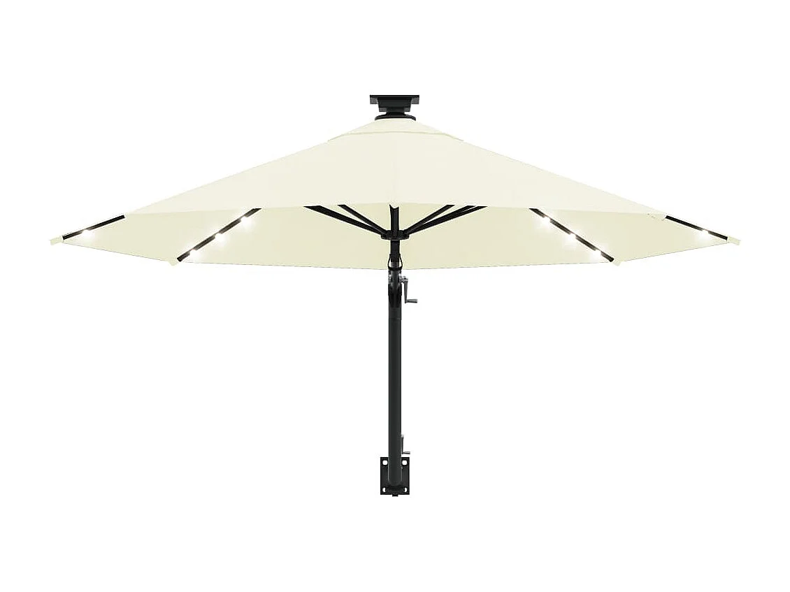 Parasol mural avec mât métallique et LED 300cm Sable