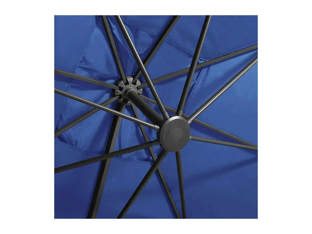 Parasol déporté avec mât et lumières LED Bleu azuré 300cm 3