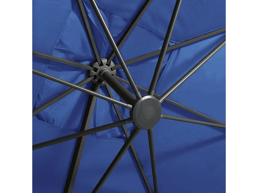 Parasol déporté avec mât et lumières LED Bleu azuré 300cm 3