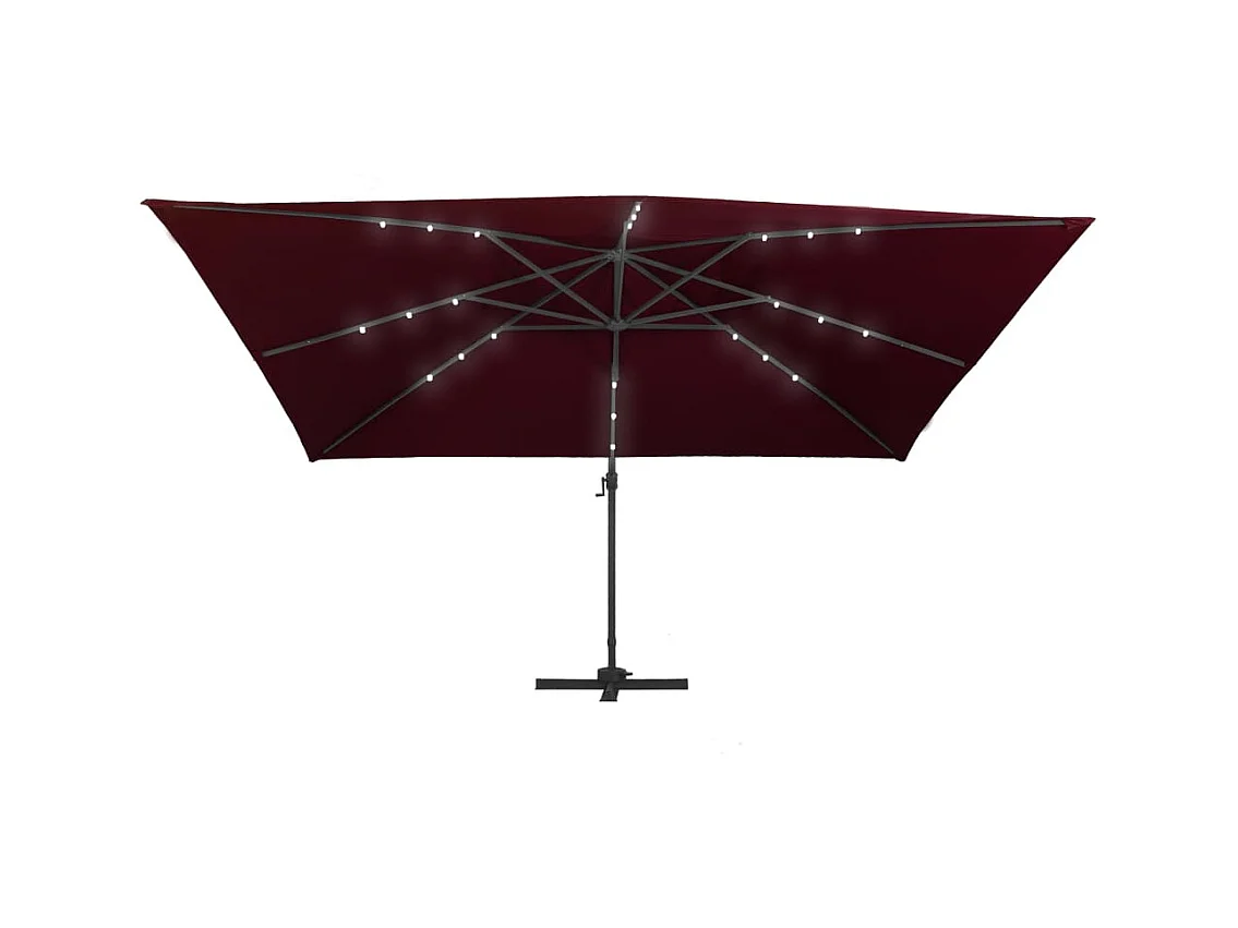 Parasol déporté avec lumières LED Rouge bordeaux 400x300