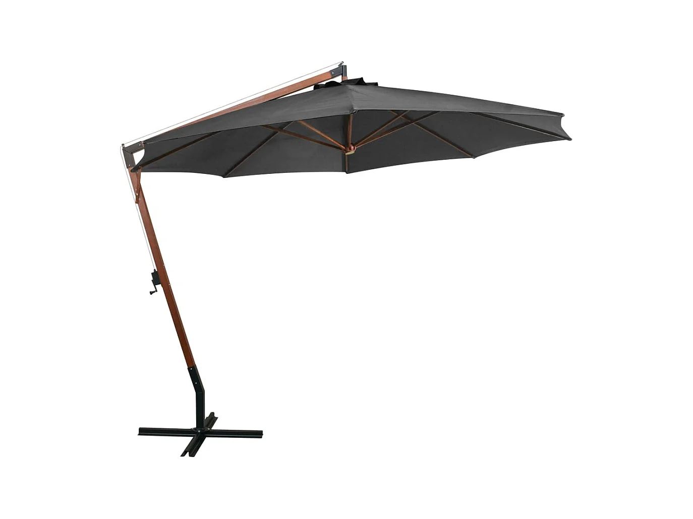 Parasol suspendu avec mât Anthracite 3,5x2,9 m Bois de sapin