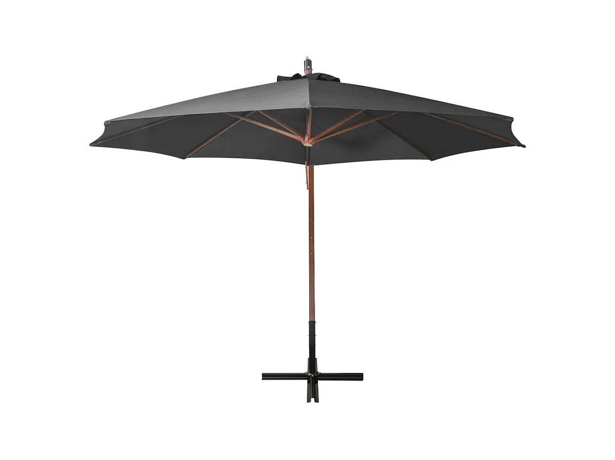 Parasol suspendu avec mât Anthracite 3,5x2,9 m Bois de sapin
