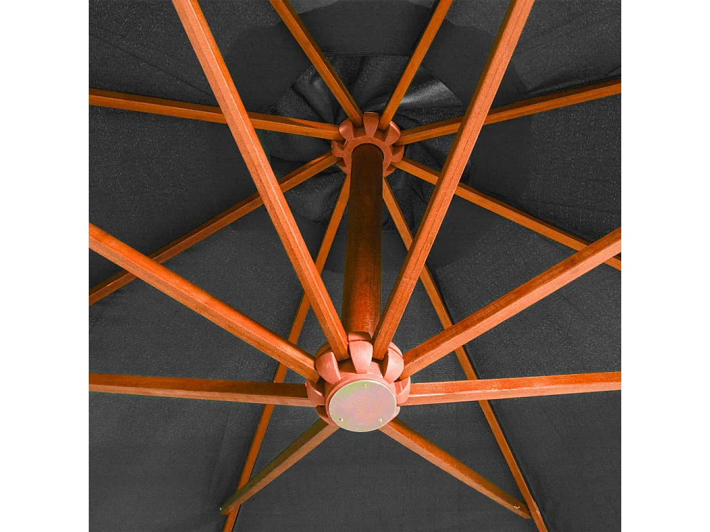 Parasol suspendu avec mât Anthracite 3,5x2,9 m Bois de sapin