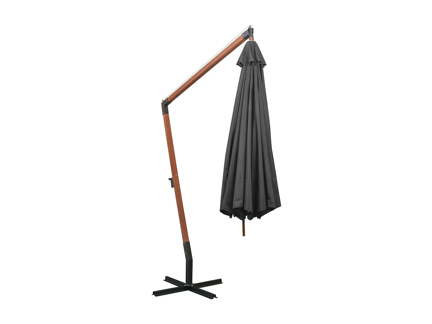 Parasol suspendu avec mât Anthracite 3,5x2,9 m Bois de sapin