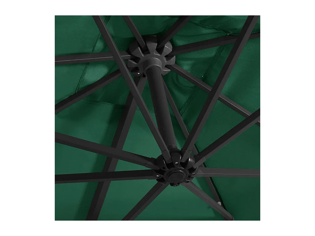 Parasol déporté avec LED et mât en acier 250x250 Vert