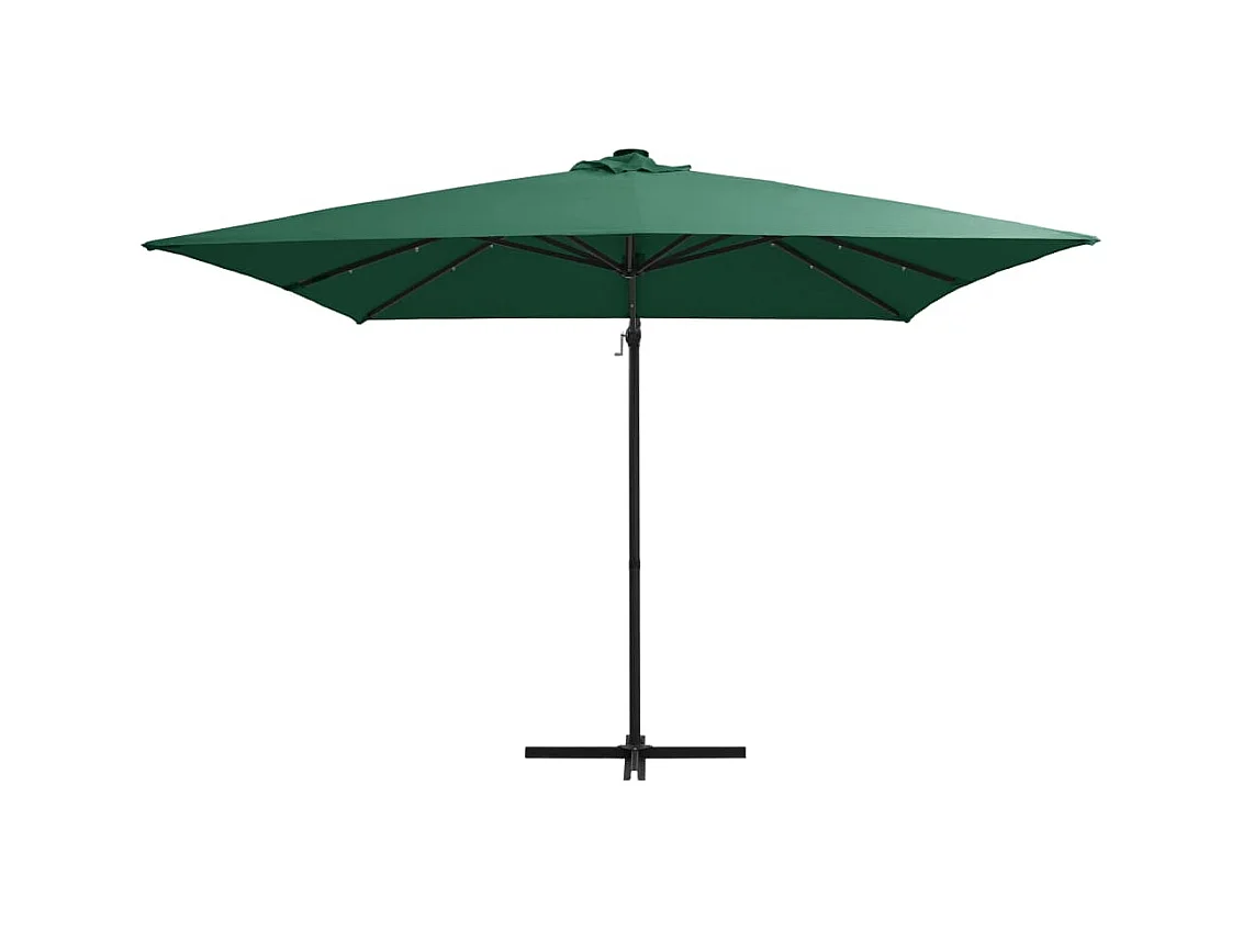 Parasol déporté avec LED et mât en acier 250x250 Vert