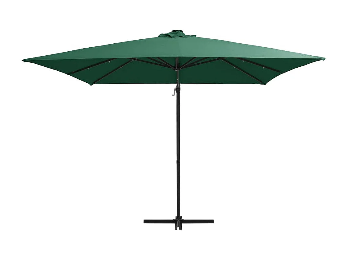 Parasol déporté avec LED et mât en acier 250x250 Vert