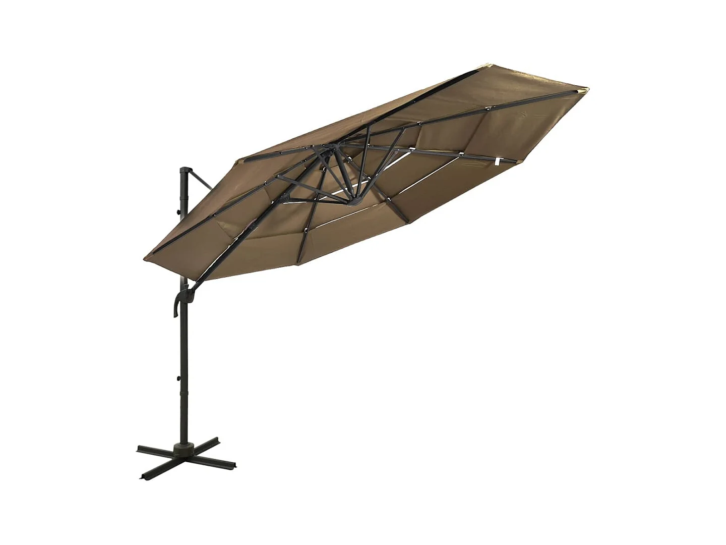 Parasol à 4 niveaux avec mât en aluminium Taupe 3x3 m