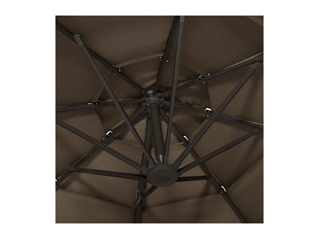 Parasol à 4 niveaux avec mât en aluminium Taupe 3x3 m