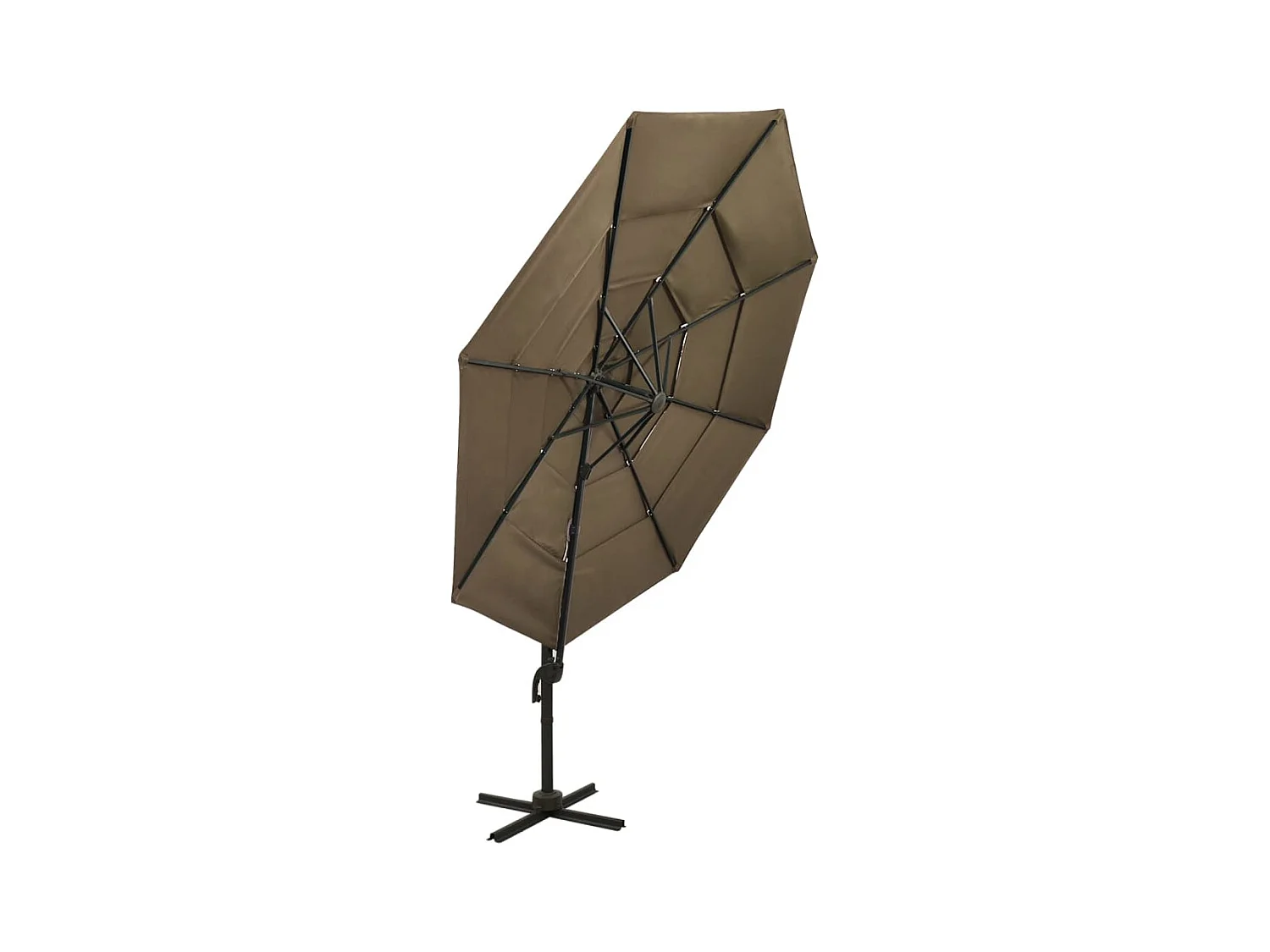 Parasol à 4 niveaux avec mât en aluminium Taupe 3x3 m
