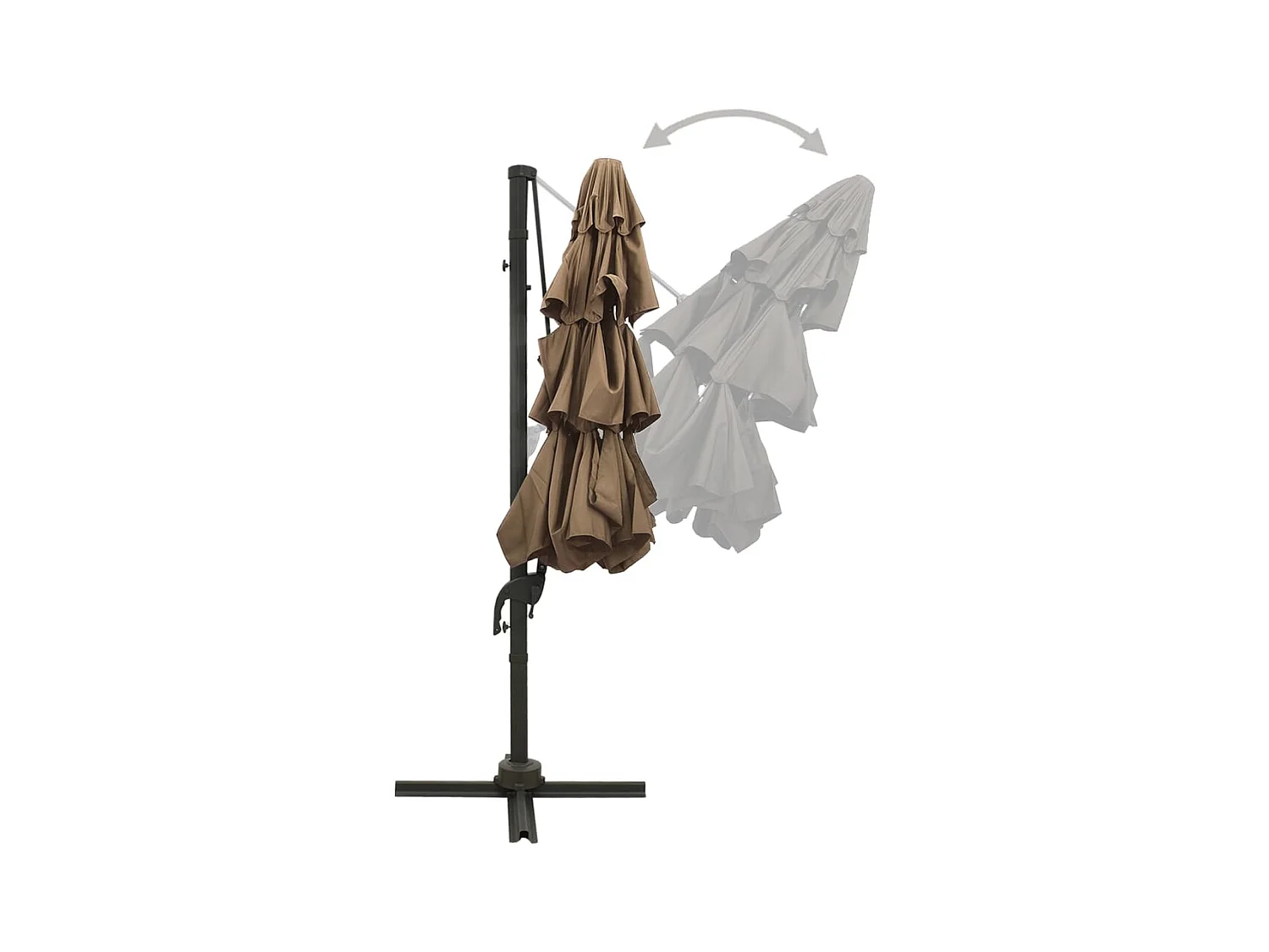 Parasol à 4 niveaux avec mât en aluminium Taupe 3x3 m