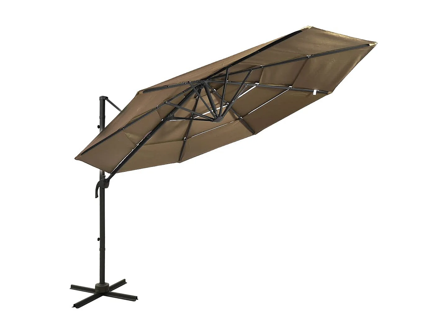 Parasol à 4 niveaux avec mât en aluminium Taupe 3x3 m