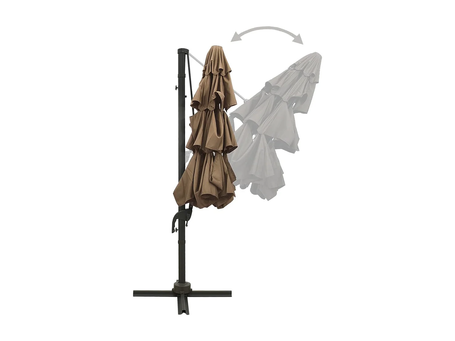 Parasol à 4 niveaux avec mât en aluminium Taupe 3x3 m