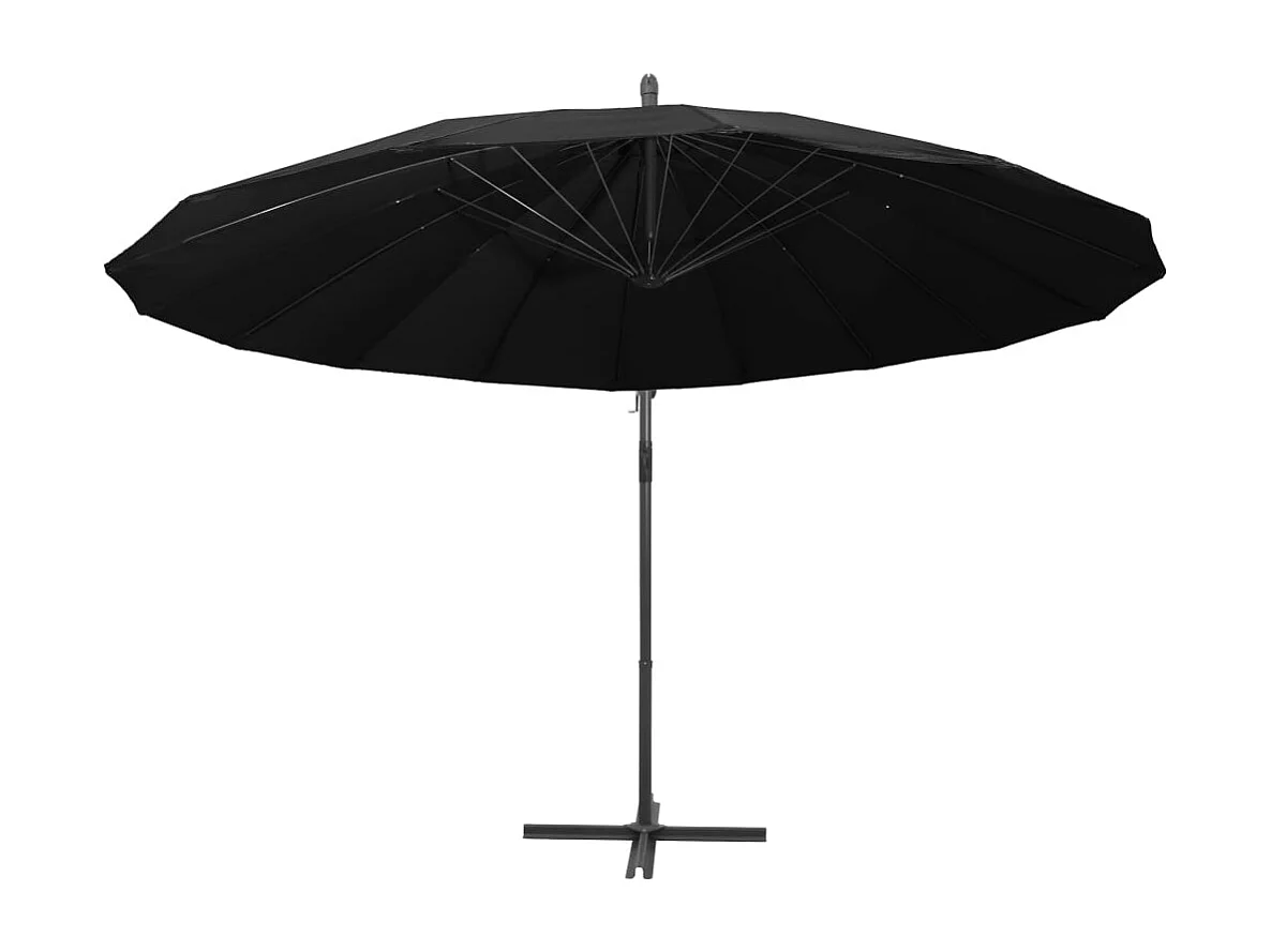 Parasol suspendu Noir 3 m Mât en aluminium