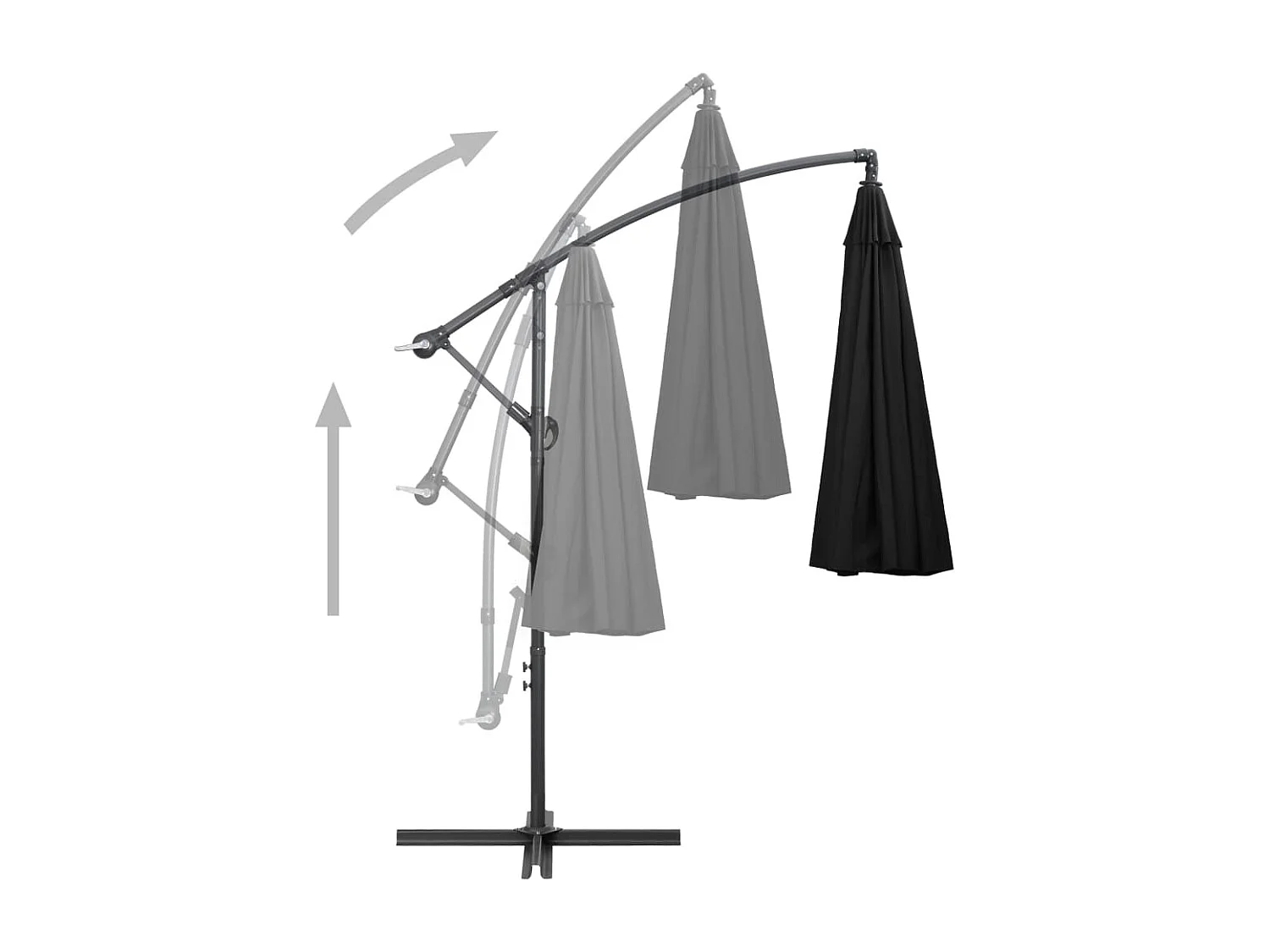 Parasol suspendu Noir 3 m Mât en aluminium