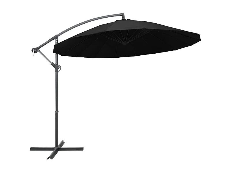 Parasol suspendu Noir 3 m Mât en aluminium