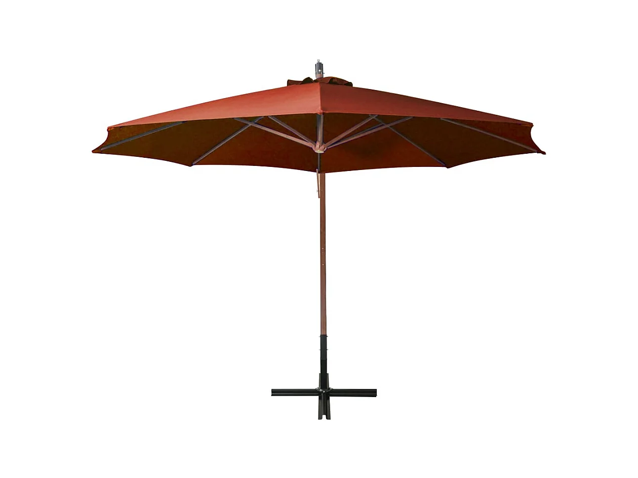 Parasol suspendu avec mât Terre cuite 3,5x2,9 m Bois de sapin