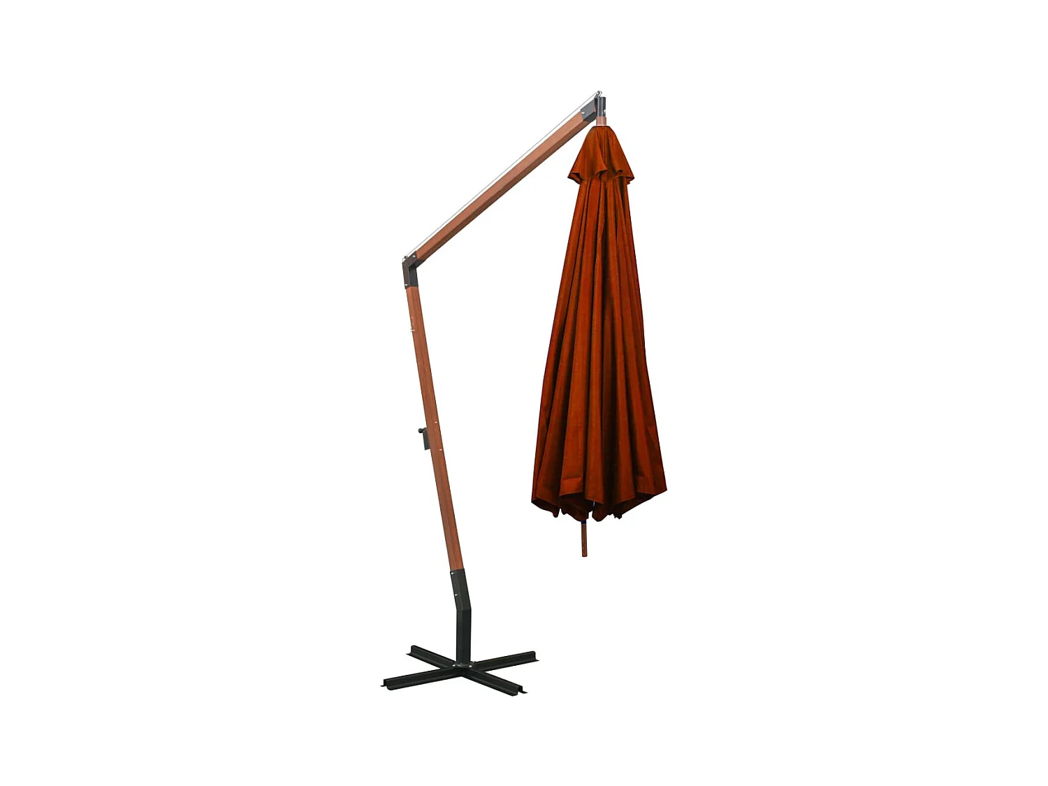 Parasol suspendu avec mât Terre cuite 3,5x2,9 m Bois de sapin