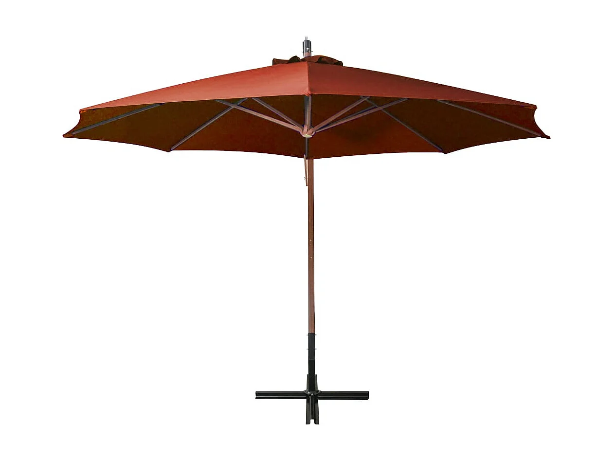 Parasol suspendu avec mât Terre cuite 3,5x2,9 m Bois de sapin