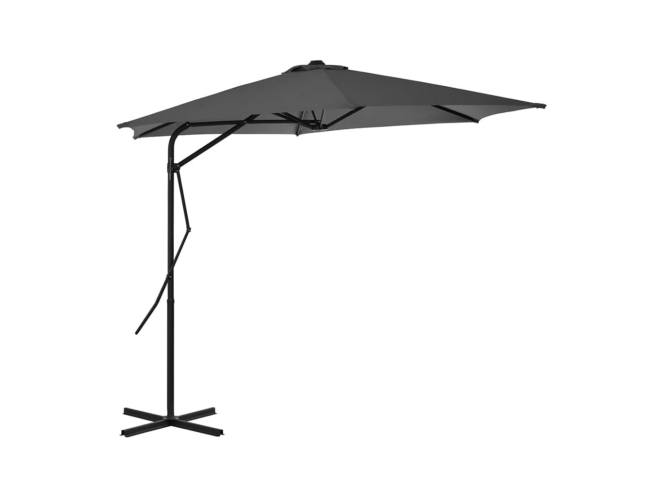 Parasol d'extérieur déporté avec poteau en acier 300cm Anthracite