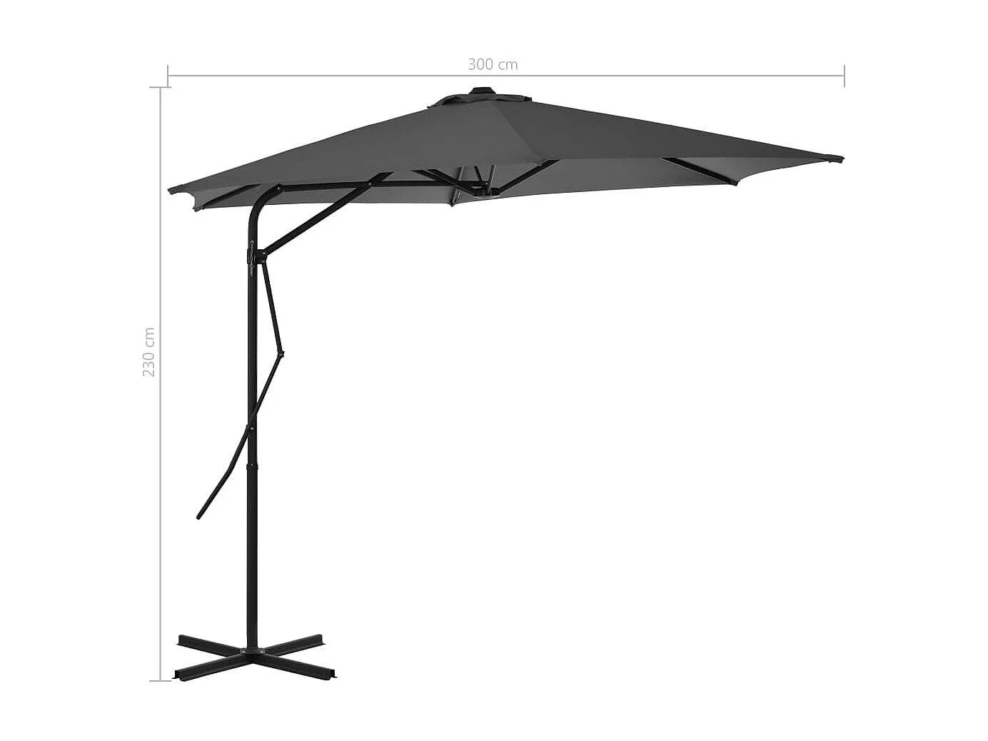 Parasol d'extérieur déporté avec poteau en acier 300cm Anthracite