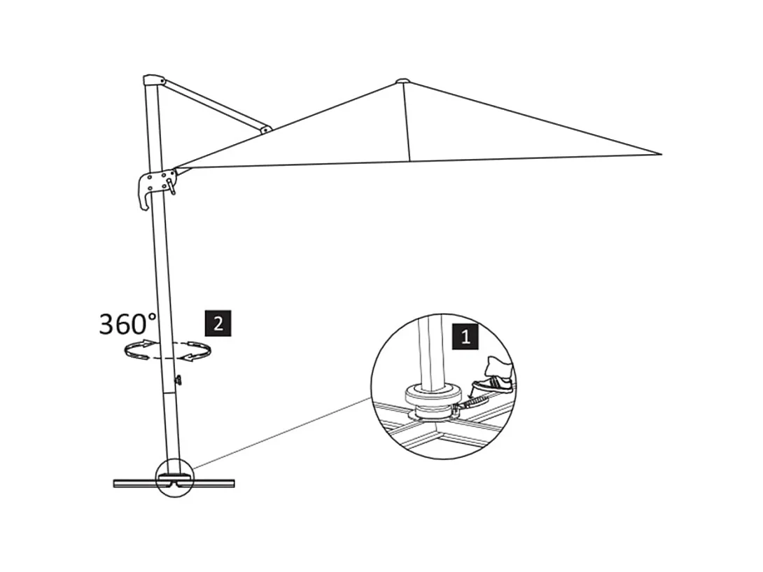 Parasol en porte-à-faux avec mât en aluminium 400x300 Sable