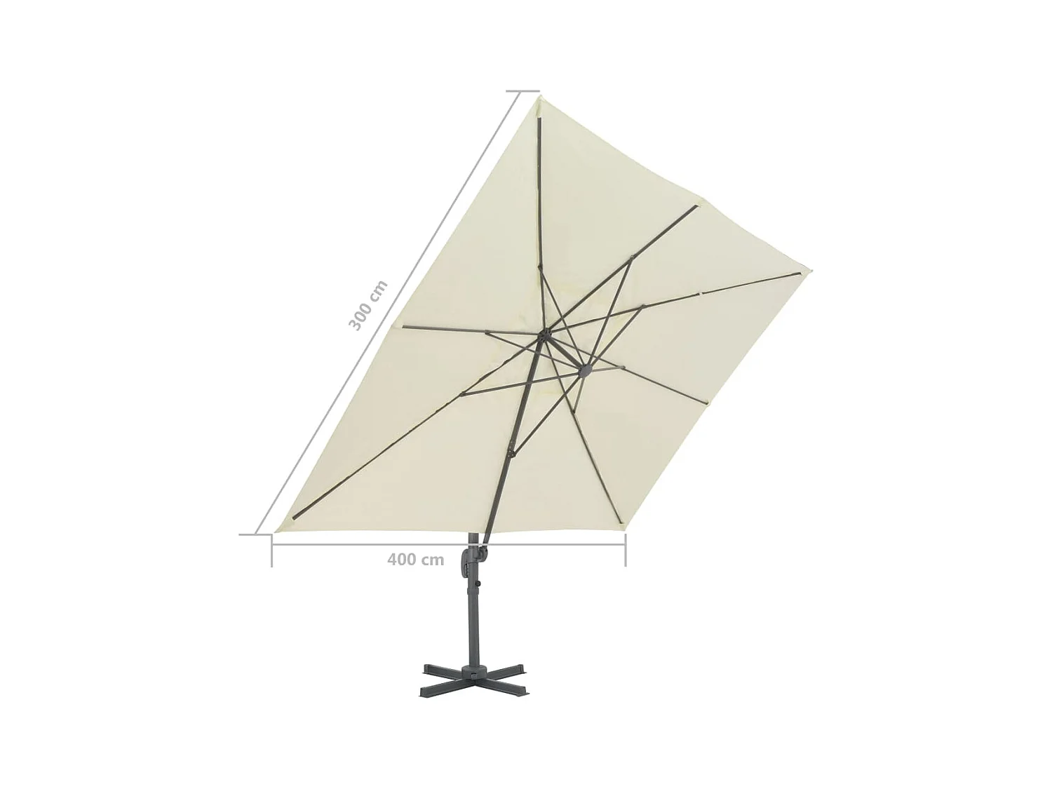 Parasol en porte-à-faux avec mât en aluminium 400x300 Sable