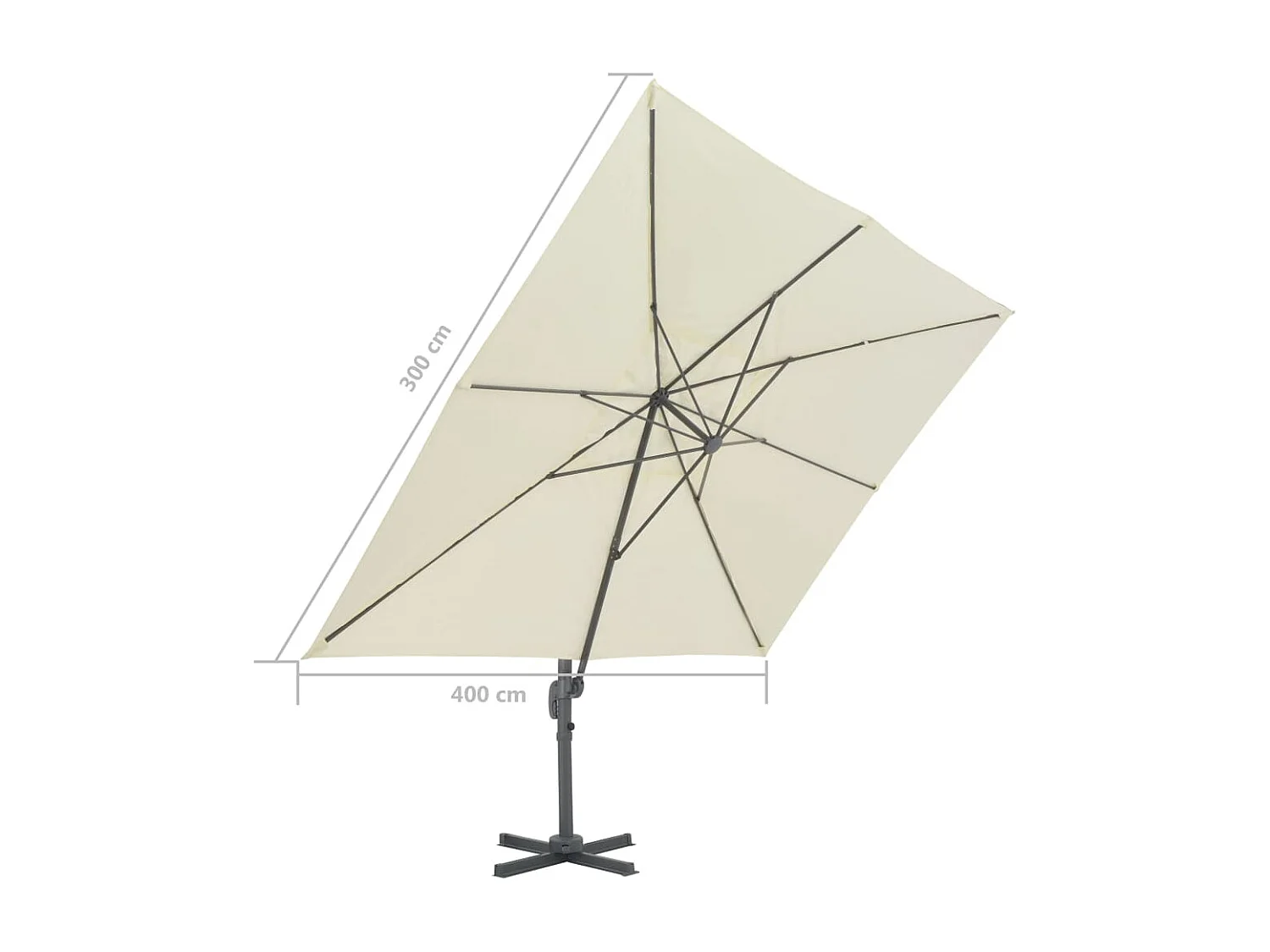Parasol en porte-à-faux avec mât en aluminium 400x300 Sable
