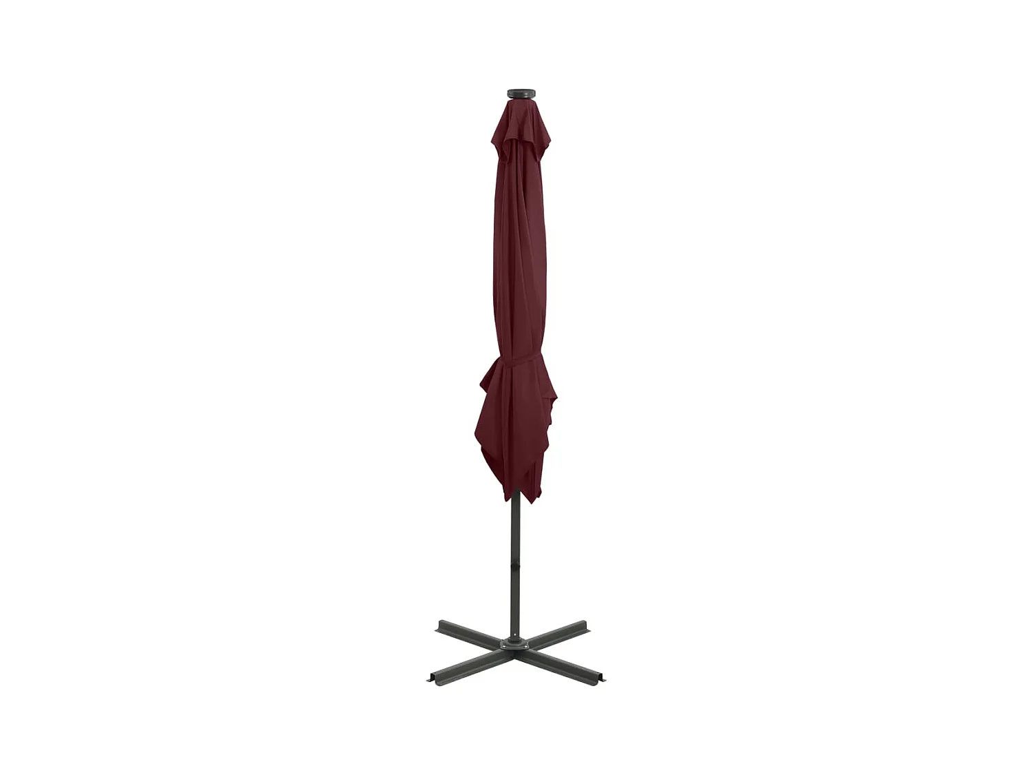 Parasol déporté avec mât et lumières LED Rouge bordeaux 250cm