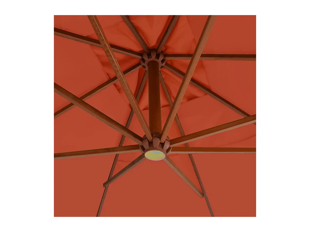 Parasol en porte-à-faux avec mât en bois 400x300 Terre cuite