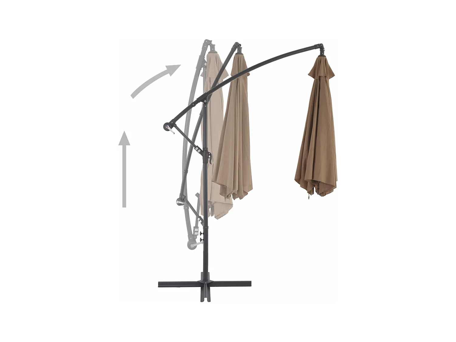 Parasol en porte-à-feux avec poteau en aluminium 300cm Taupe