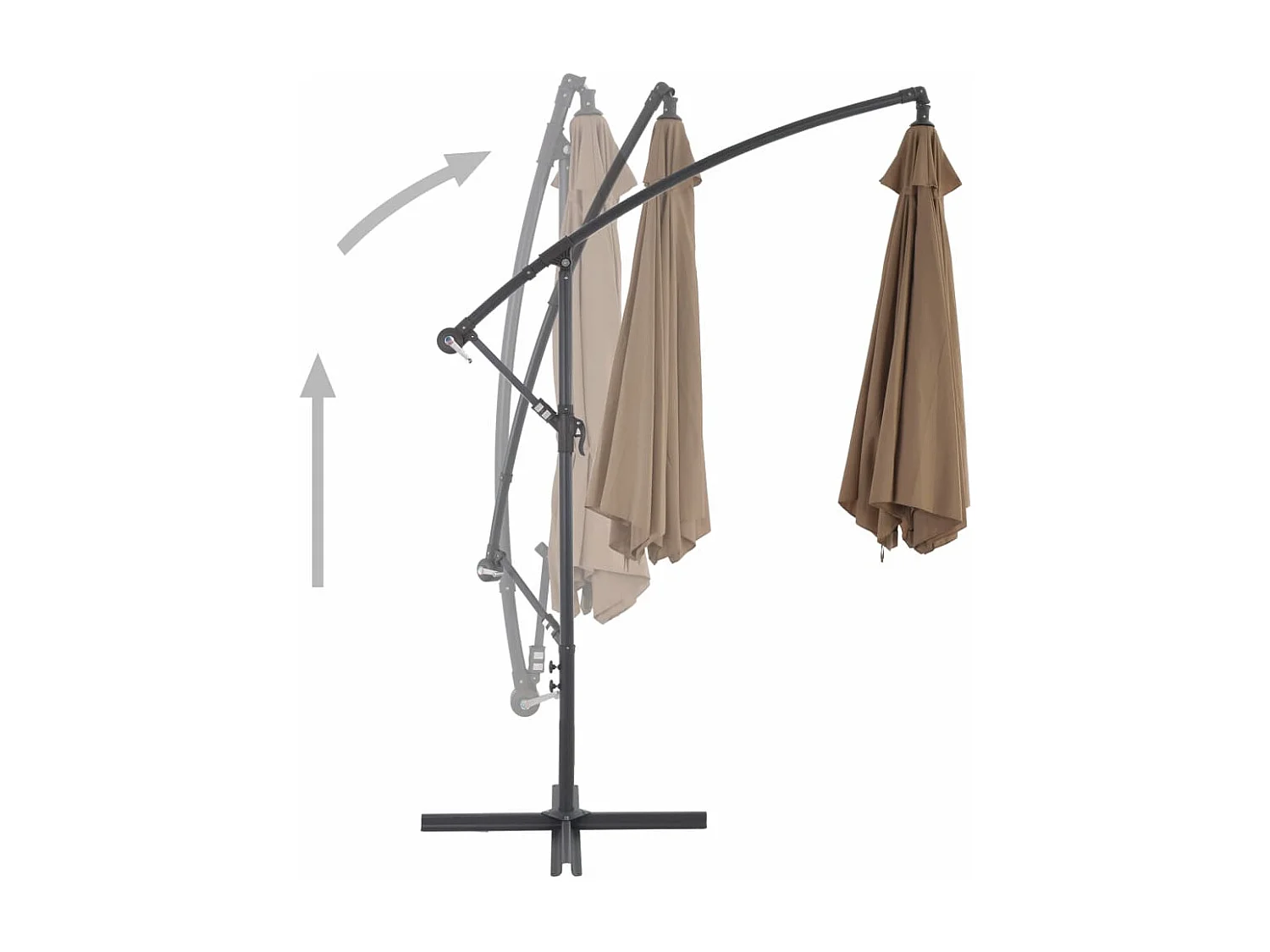 Parasol en porte-à-feux avec poteau en aluminium 300cm Taupe